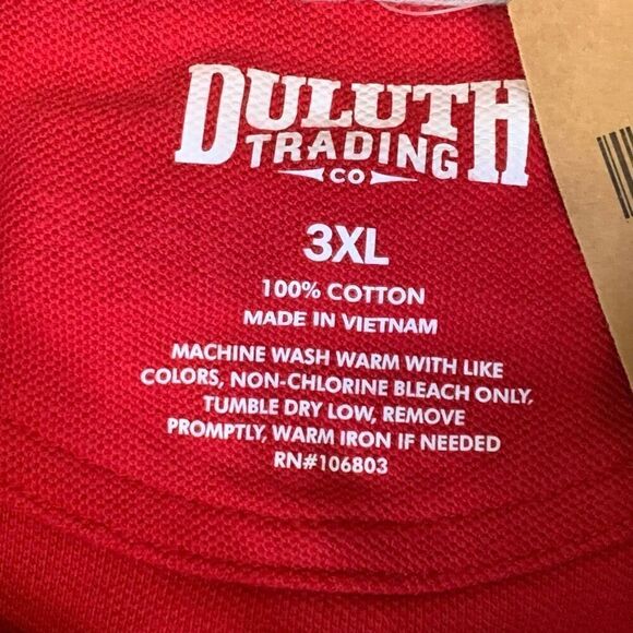 Duluth Men’s Size 3XL Long Sleeve Collared Polo Shirt Red Cotton 3 Button NWT - Picture 5 of 8